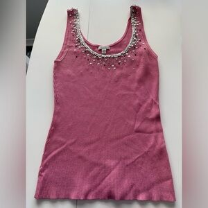 Cache Pink Embellished Tank Top